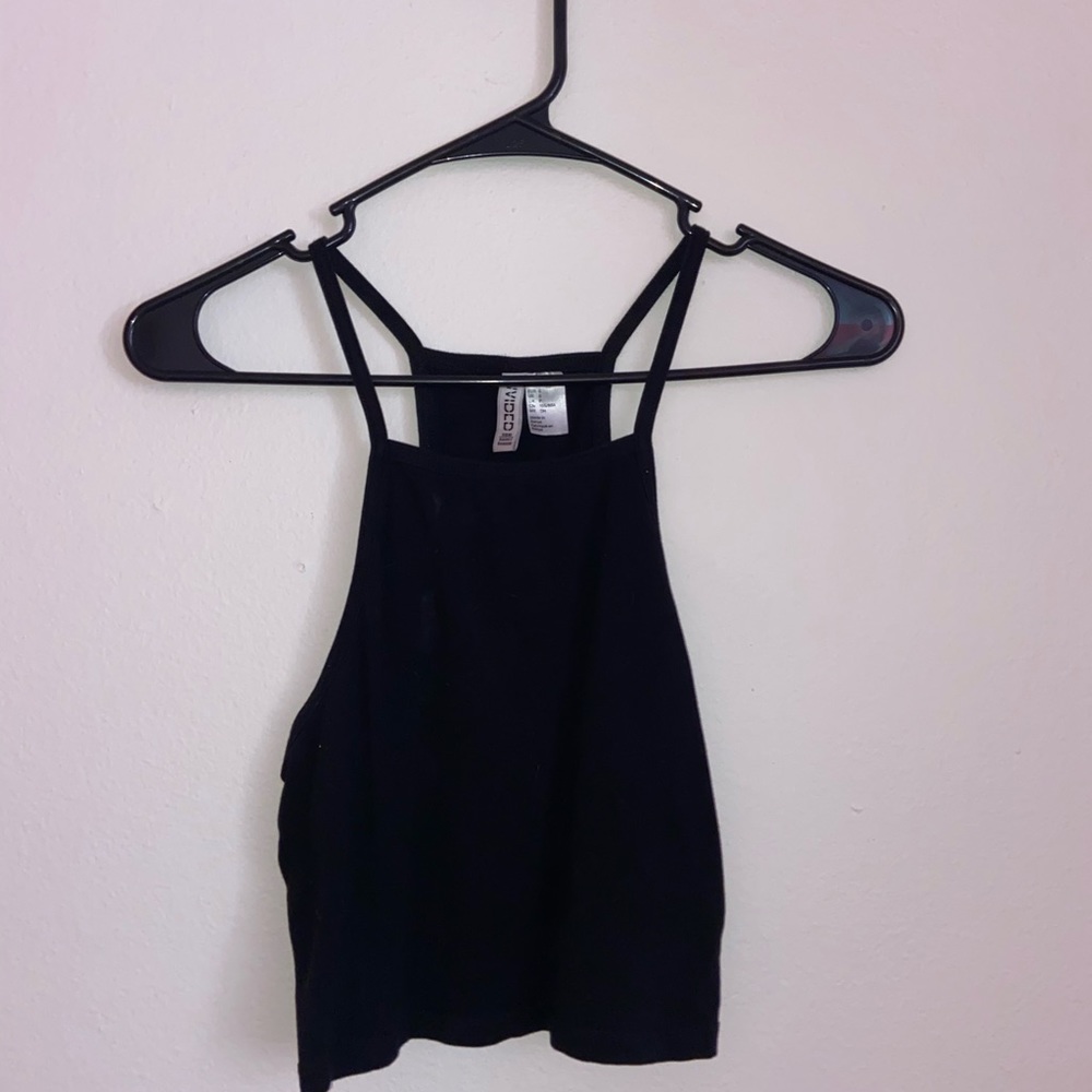 Black Halter Crop Tank Top